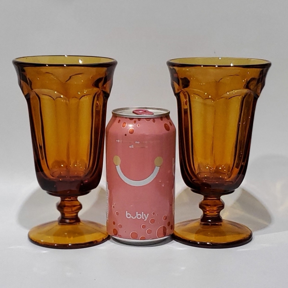 2 Imperial Glass-Ohio 12oz Old Williamsburg Amber Iced Tea Glasses - Picture 2 of 13